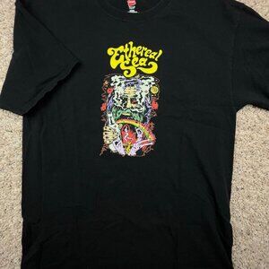 VTG Trippy Black Multicolored Print T-Shirt Men's Large Crew Neck Ethereal Sea